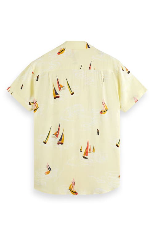 Scotch & Soda Artwork Camp Shirt In Yellow Boat