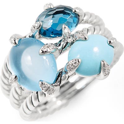 David Yurman Chatelaine Three-Gemstone Diamond Ring