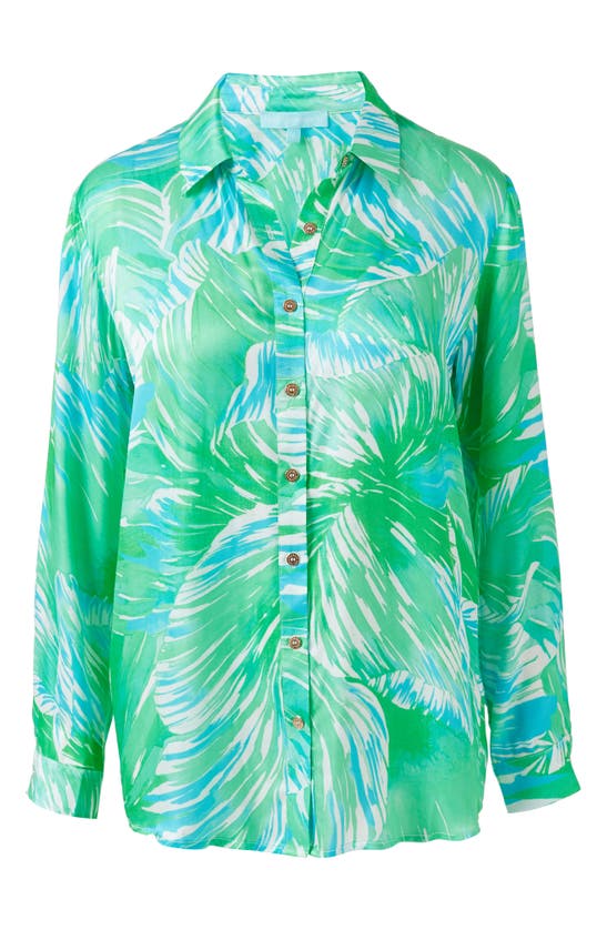 Shop Melissa Odabash Millie Cover-up Shirt In Rainforest