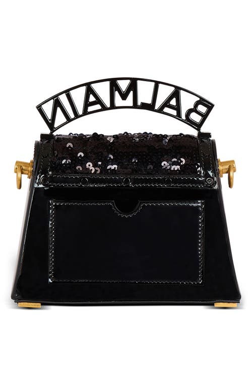 Shop Balmain Small B-buzz Dynasty Sequin & Leather Top Handle Bag In 0pa Black