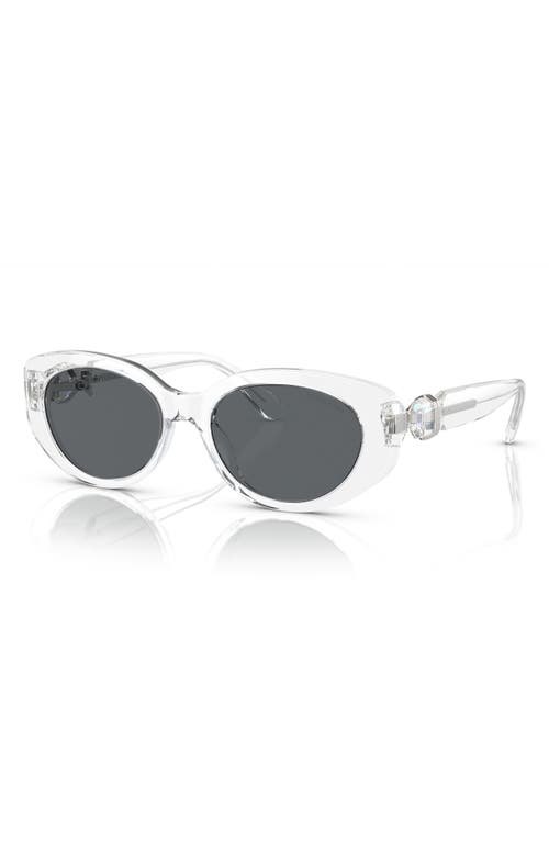 Shop Swarovski 53mm Oval Sunglasses In Crystal Grey