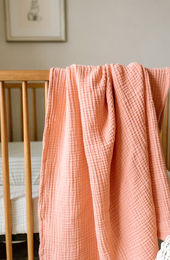 Shop Oilo 2-pack Organic Cotton Muslin Swaddle Blankets In Eggshell/ Rose