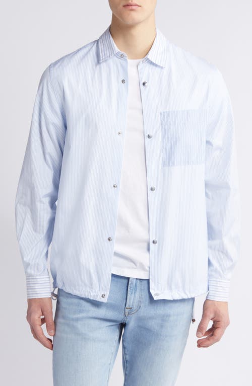 Shop Hugo Boss Boss Olson Mixed Stripe Snap-up Shirt Jacket In Light Blue