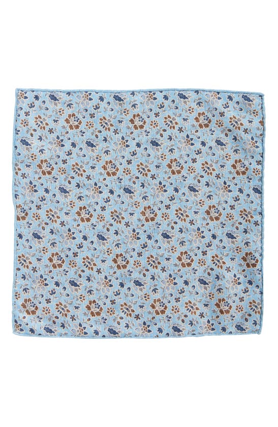 Shop Edward Armah Paisley & Floral Prints Reversible Silk Pocket Square In Lite Blue