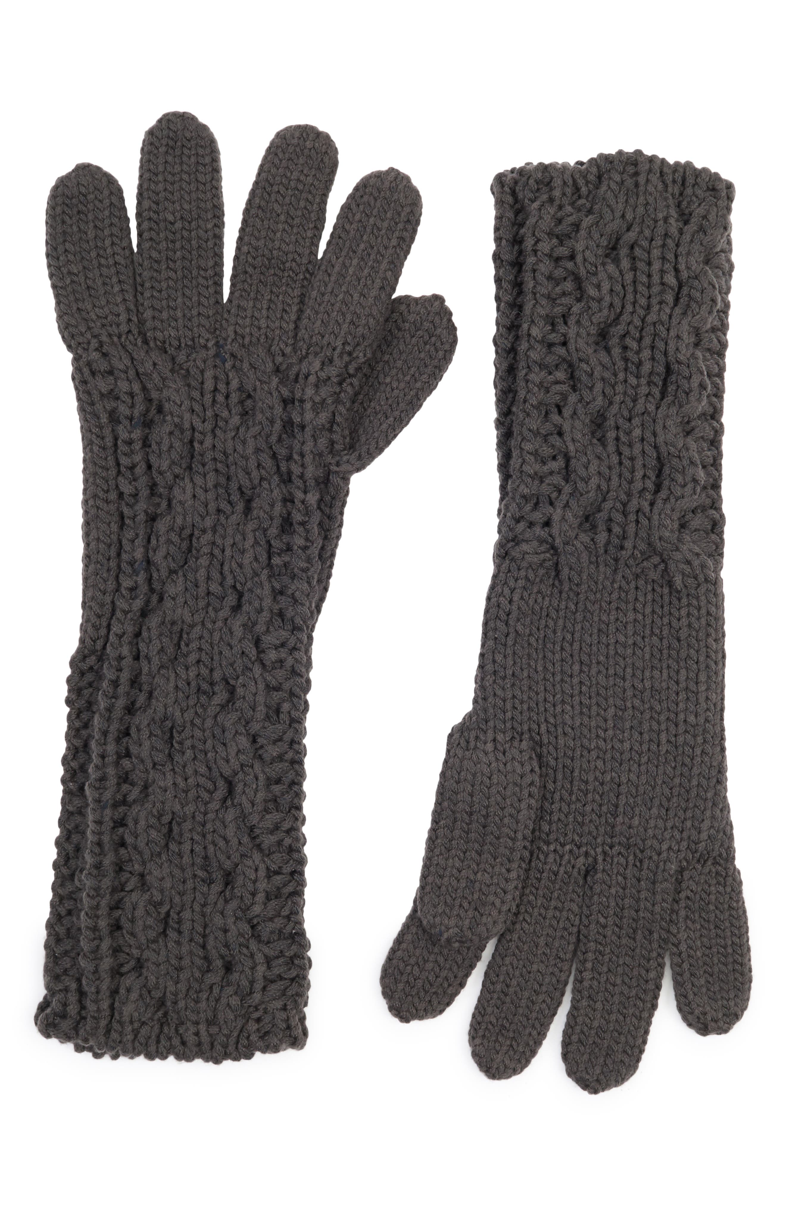 black cable knit gloves