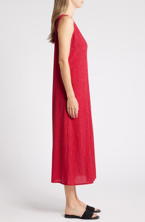 Shop Eileen Fisher Crinkled V-neck Midi Dress In Azalea