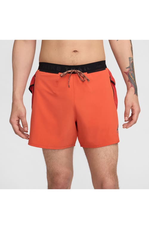 Shop Nike Second Sunrise 5-inch Brief Lined Trail Running Shorts In Vintage Coral/dragon Red