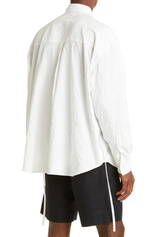 Shop John Elliott Oversize Crinkled Tie Front Button-down Shirt In White