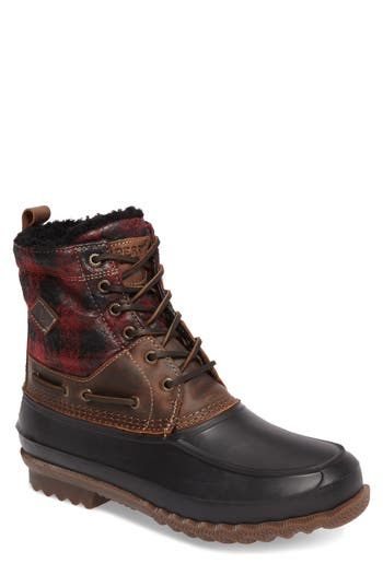 SPERRY DECOY MOC TOE BOOT WITH GENUINE SHEARLING, RED PLAID LEATHER ...