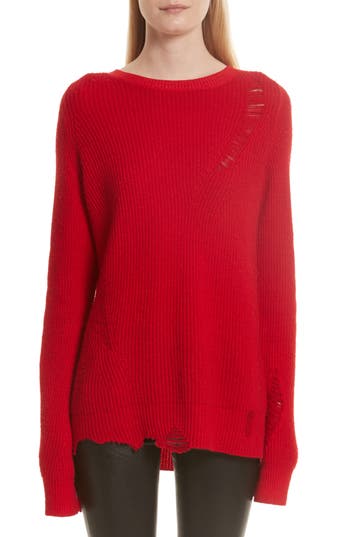 HELMUT LANG OVERSIZED DISTRESSED WOOL AND CASHMERE-BLEND SWEATER ...
