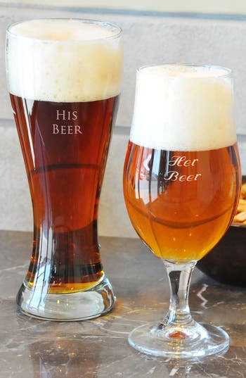 Cathy'S Concepts 'His Beer & Her Beer' Monogram Pilsner Glasses
