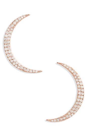Shashi PAVE CRESCENT EARRINGS