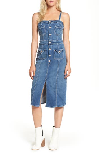 Mother To The Point Denim Midi Dress In Racing Heart | ModeSens