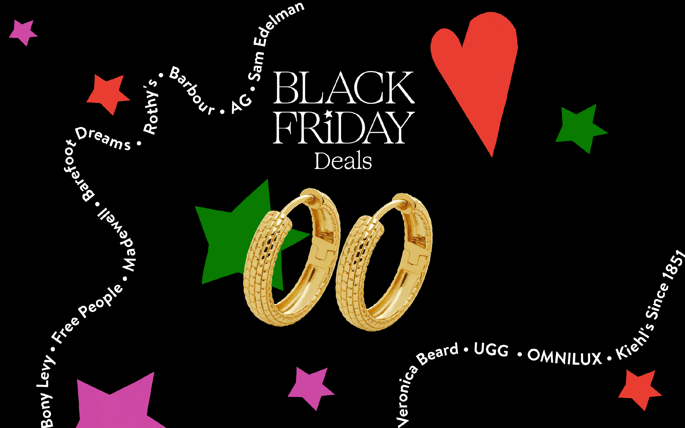 Black Friday Deals; gold hoop earrings.
