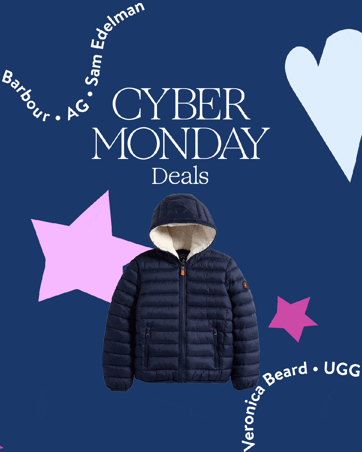 Cyber Monday Deals; kids' hooded puffer jacket.