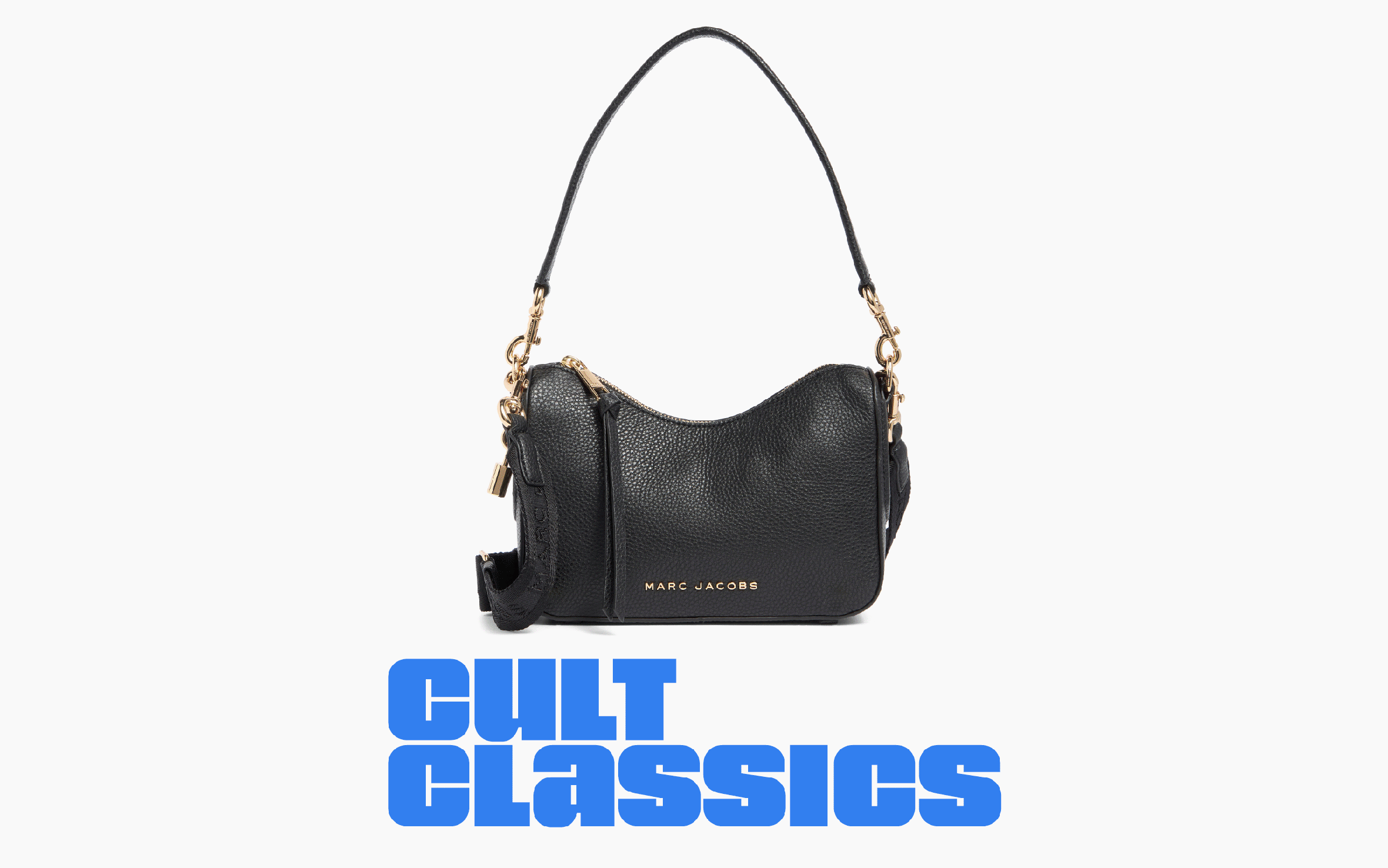 Marc Jacobs The Crescent black pebbled leather hobo bag with gold hardware.