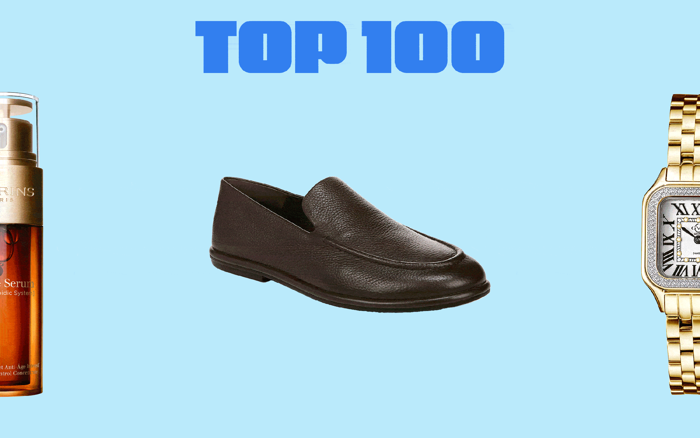 Top 100: an assortment of shoes, clothing, beauty and accessories.
