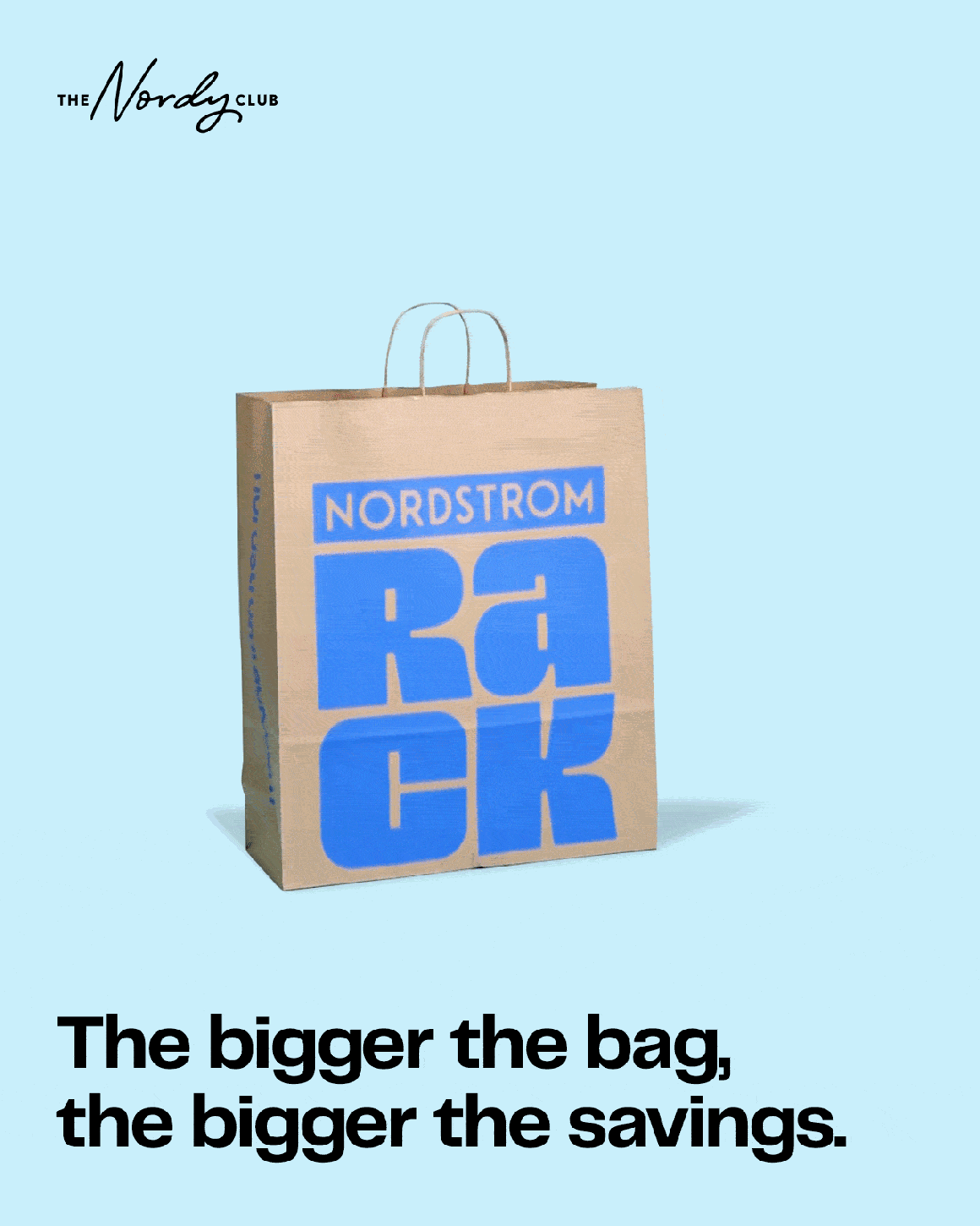 Items fall into a Nordstrom Rack shopping bag. The bigger the bag, the bigger the savings.