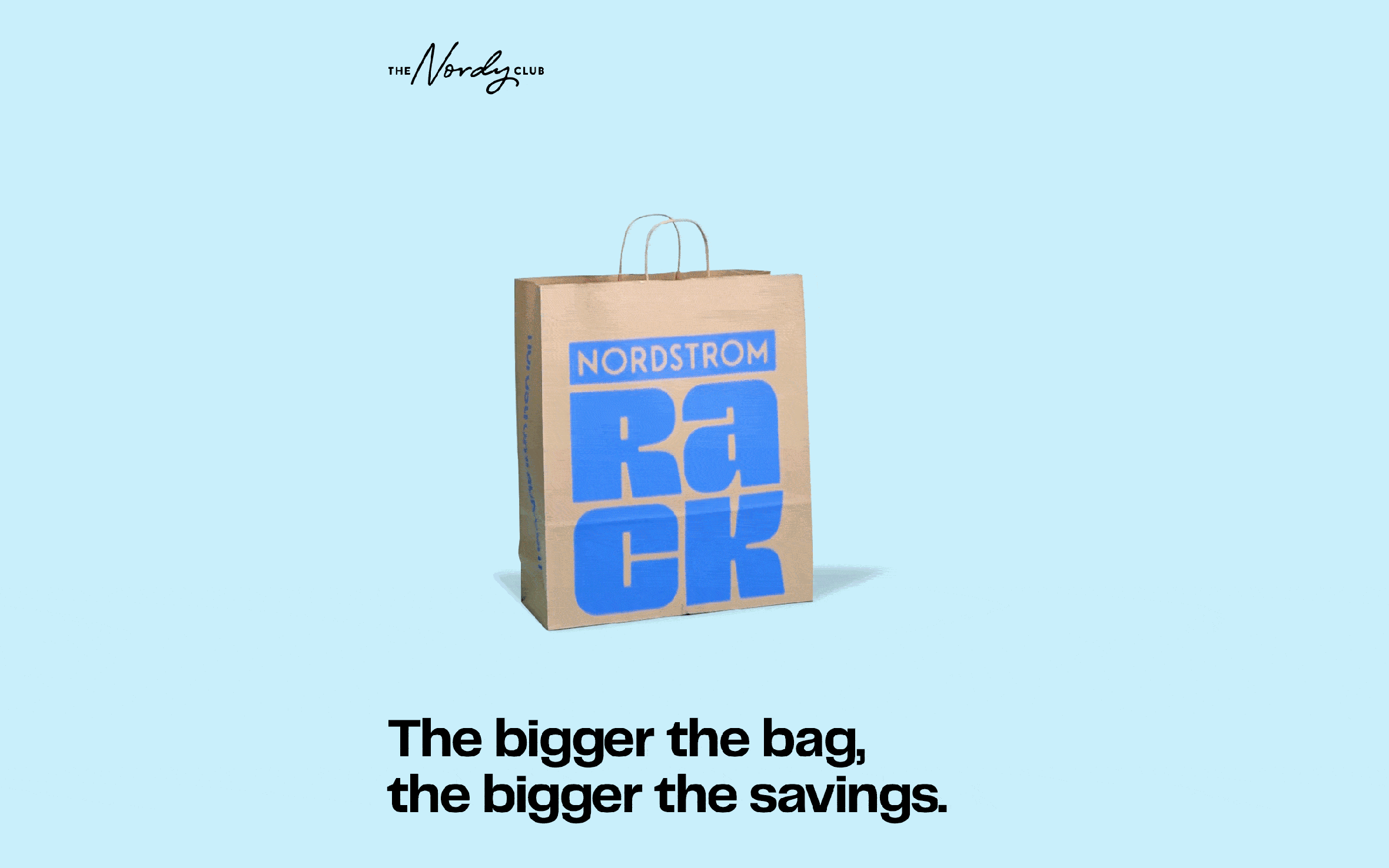 Items fall into a Nordstrom Rack shopping bag. The bigger the bag, the bigger the savings.