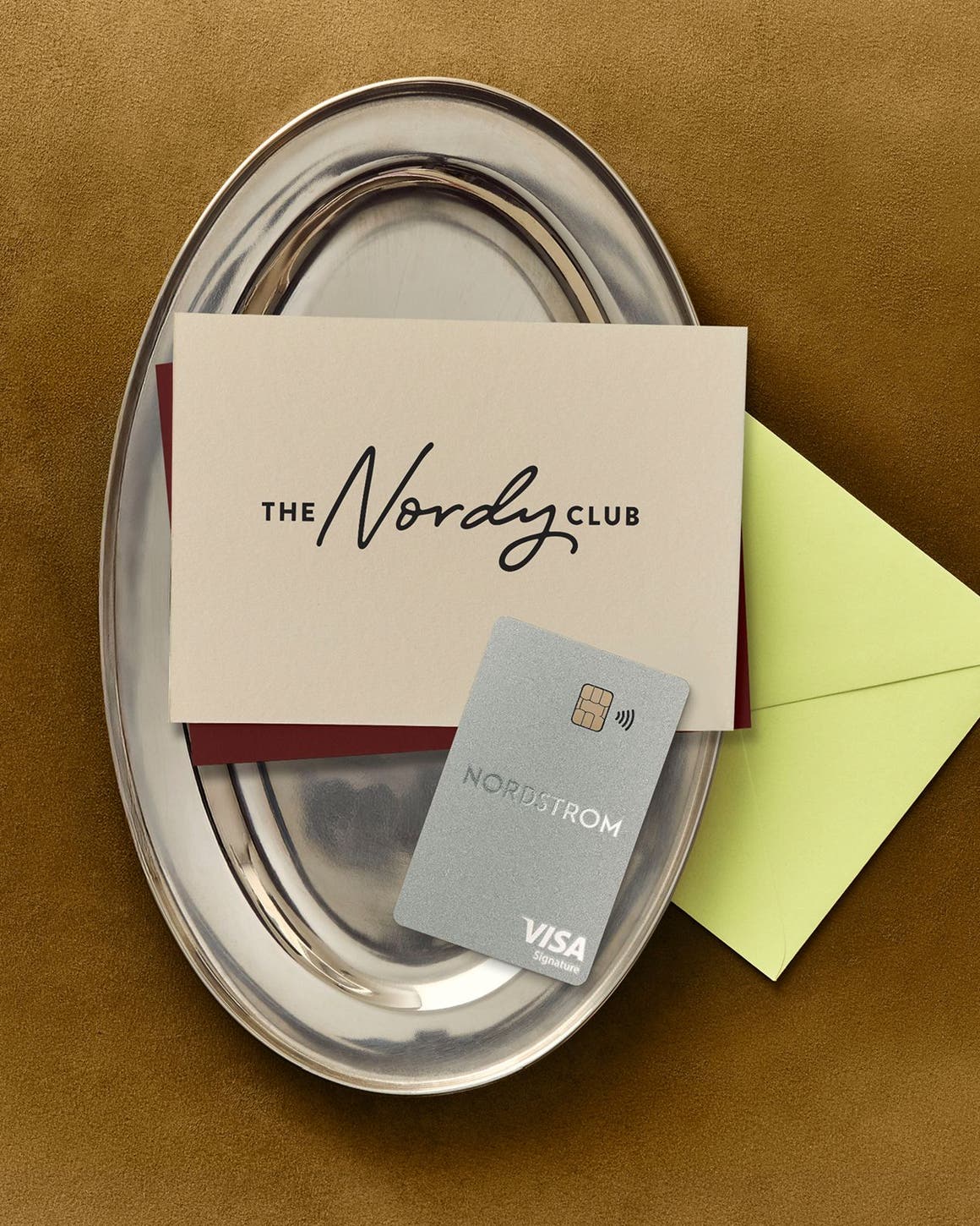 Nordstrom credit card on a platter.