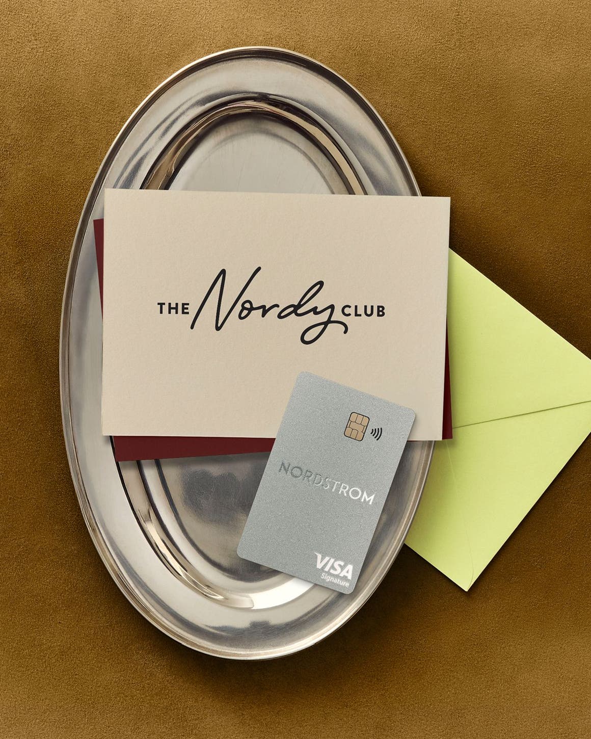 Nordstrom credit card on a platter.