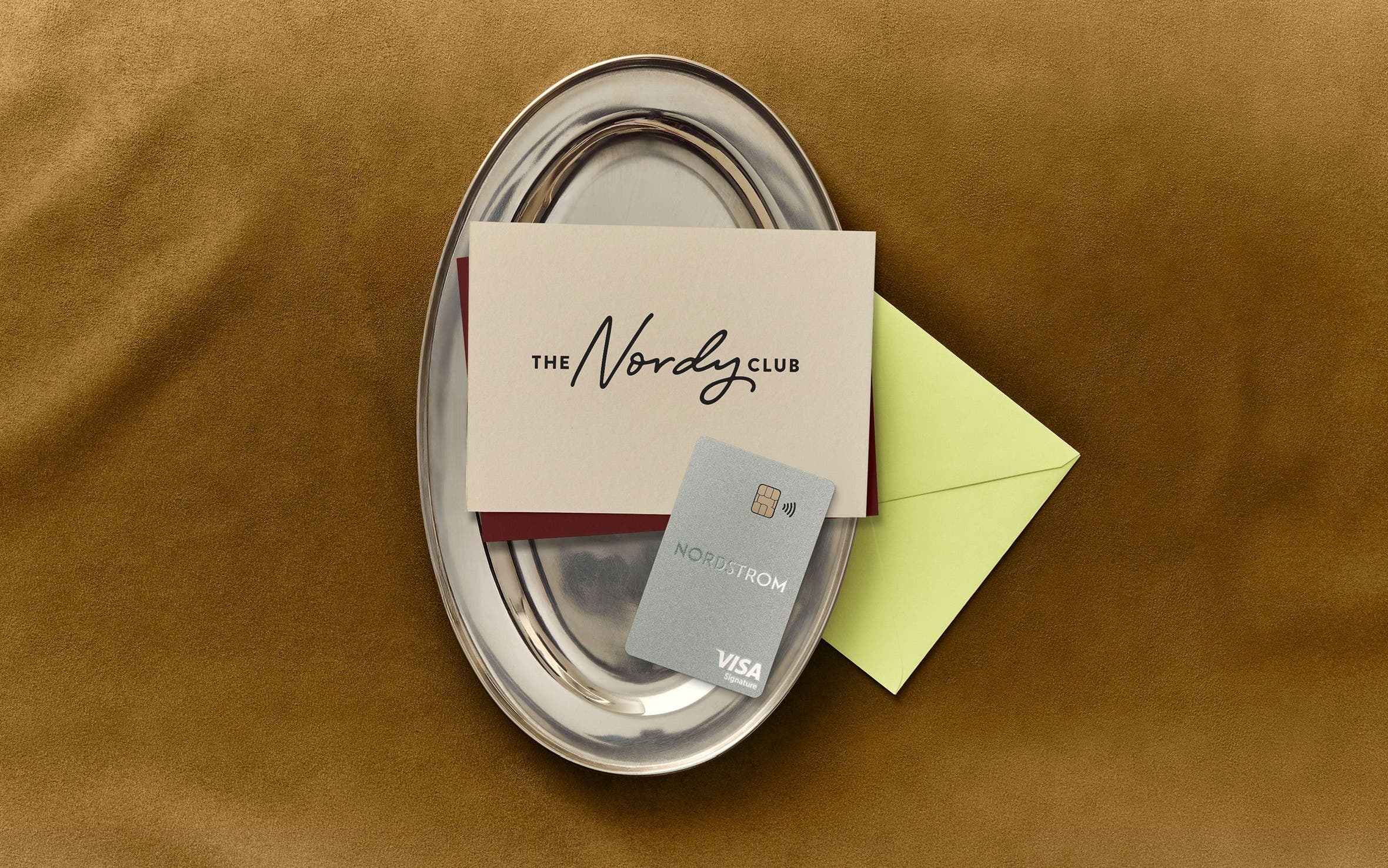Nordstrom credit card on a platter.
