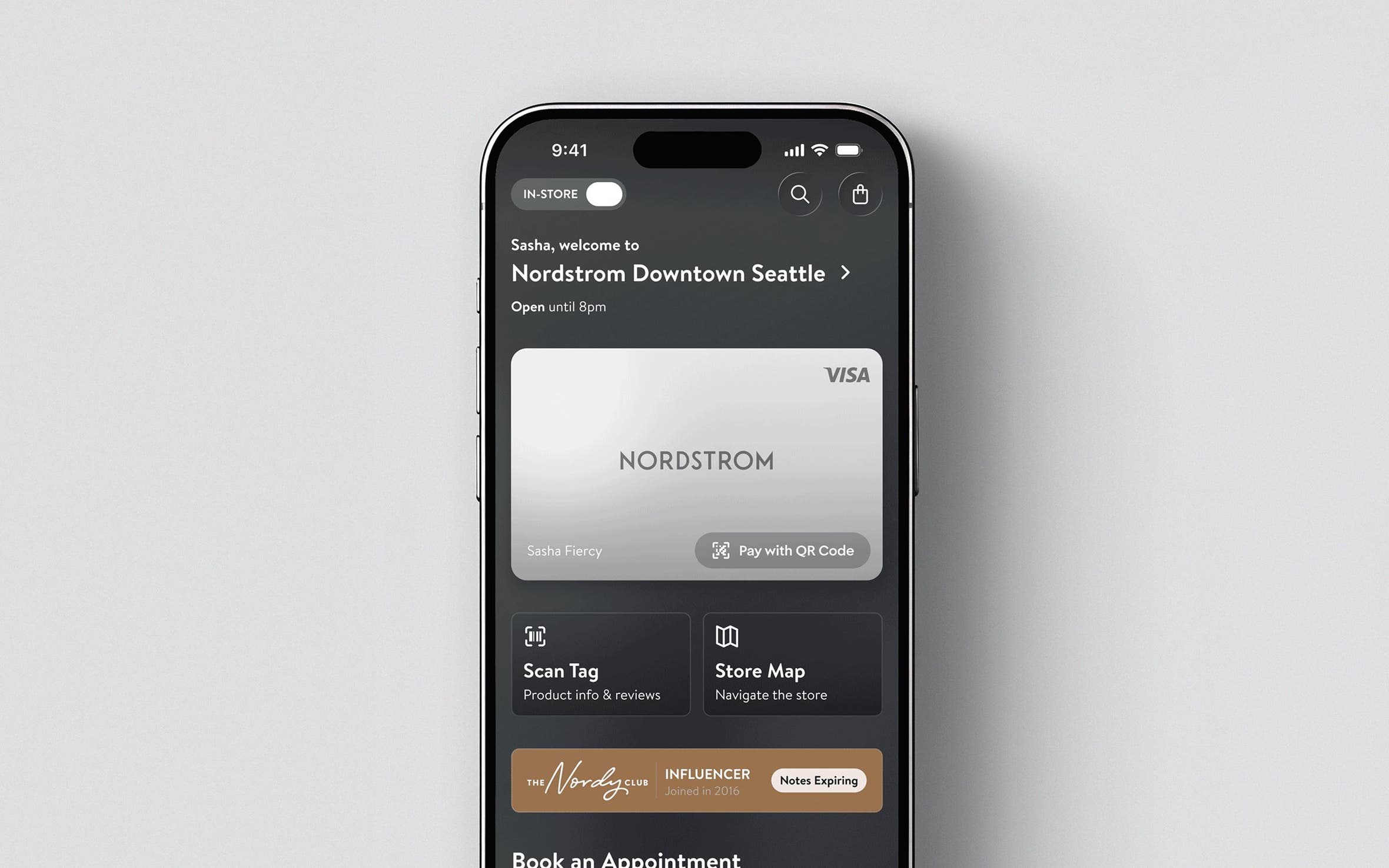 Phone screen of the Nordstrom app.