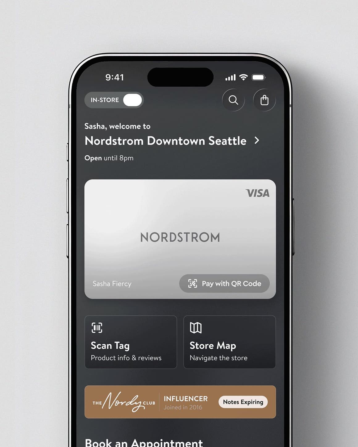 Phone screen of the Nordstrom app.