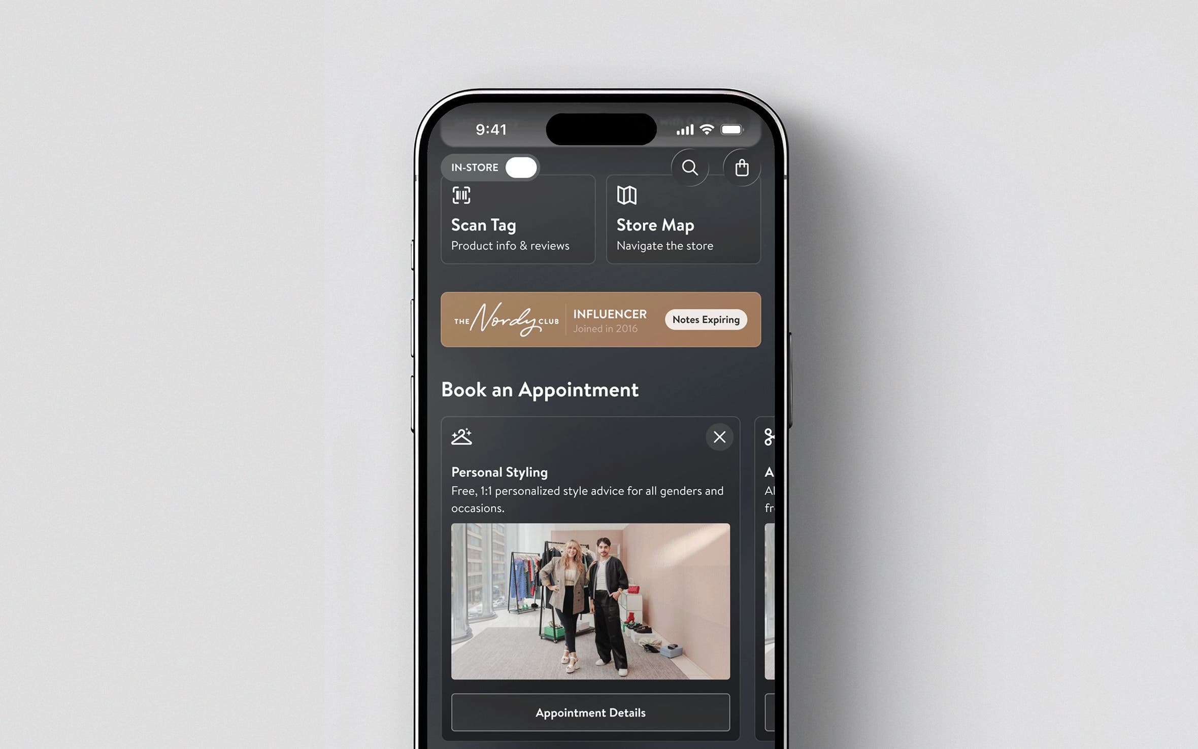 Phone screen to book an appointment.