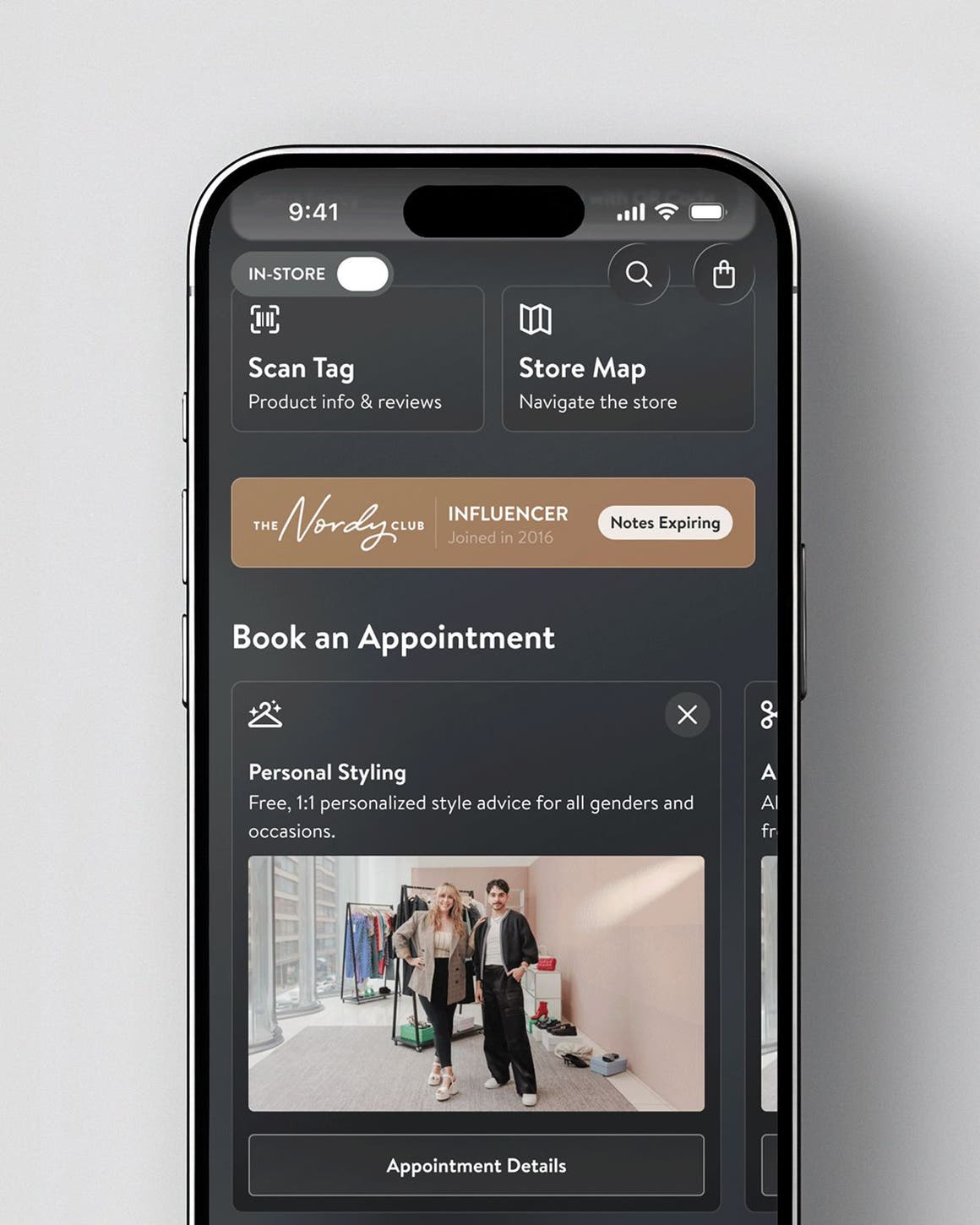 Phone screen to book an appointment.