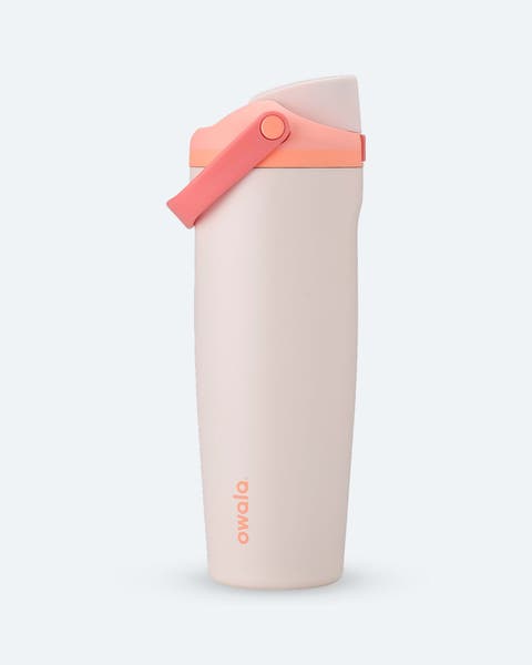 A peach and pink water bottle.