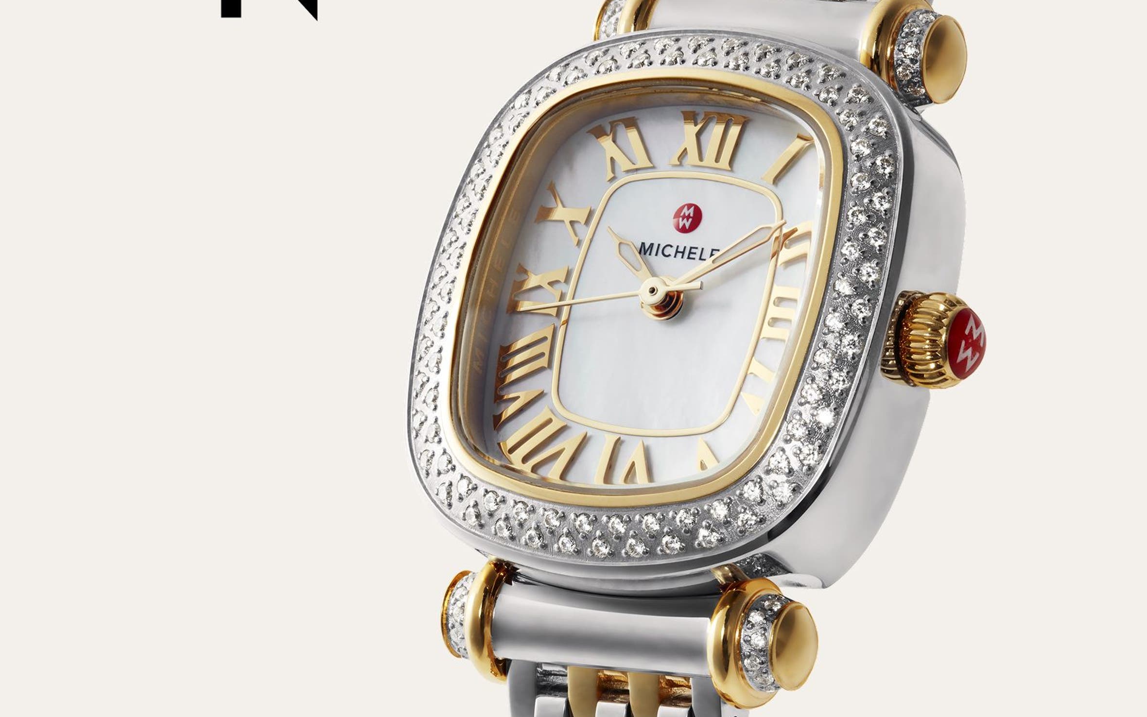 A MICHELLE watch and the Nordstrom 125th Anniversary logo.