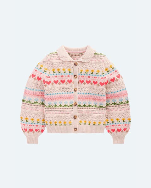 A pink Boden cardigan for girls.