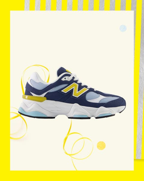 Blue and white new balance sneakers.
