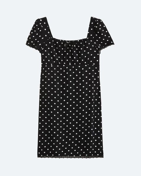 A black dress with white polka dots for girls.