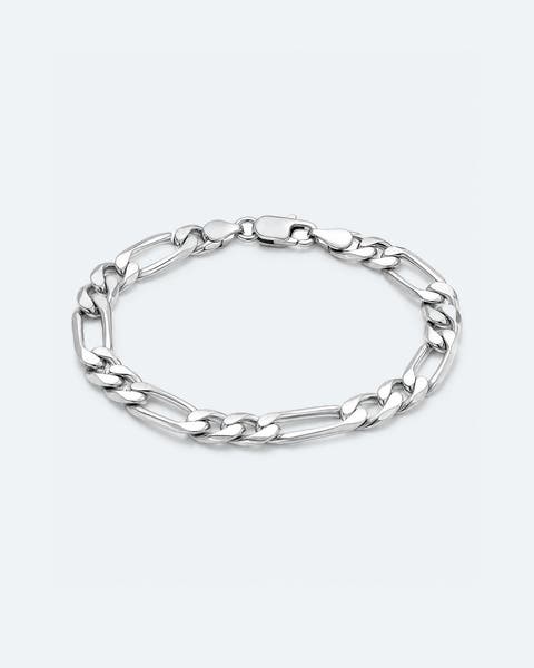 A silver chain link braclet.