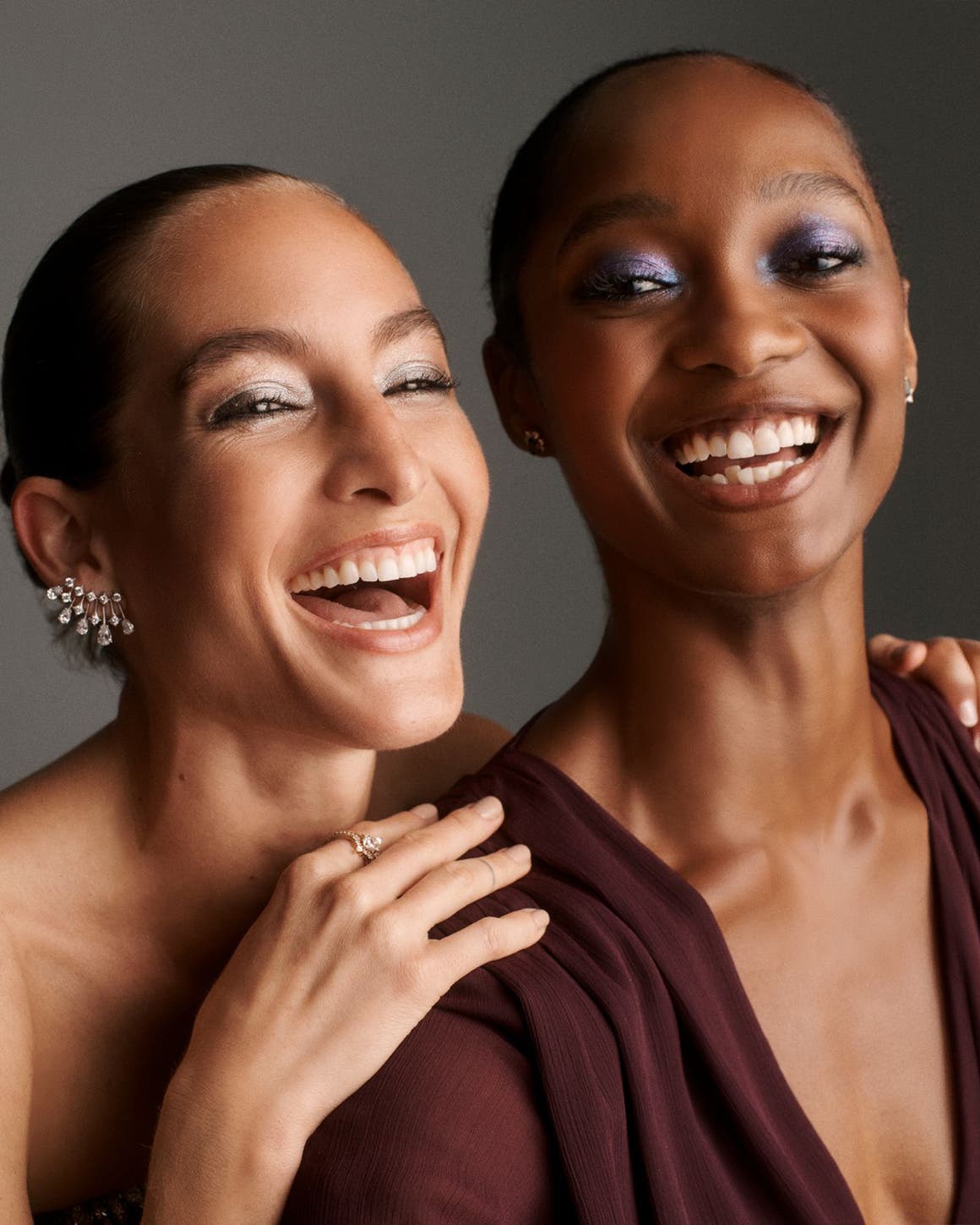 Two women smiling