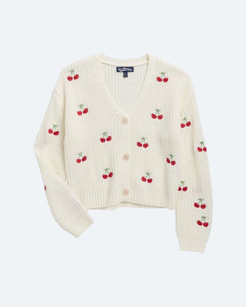 A cream cardigan with cherries for girls.