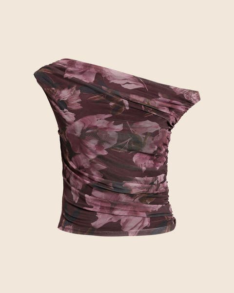Off the shoulder floral burgundy top