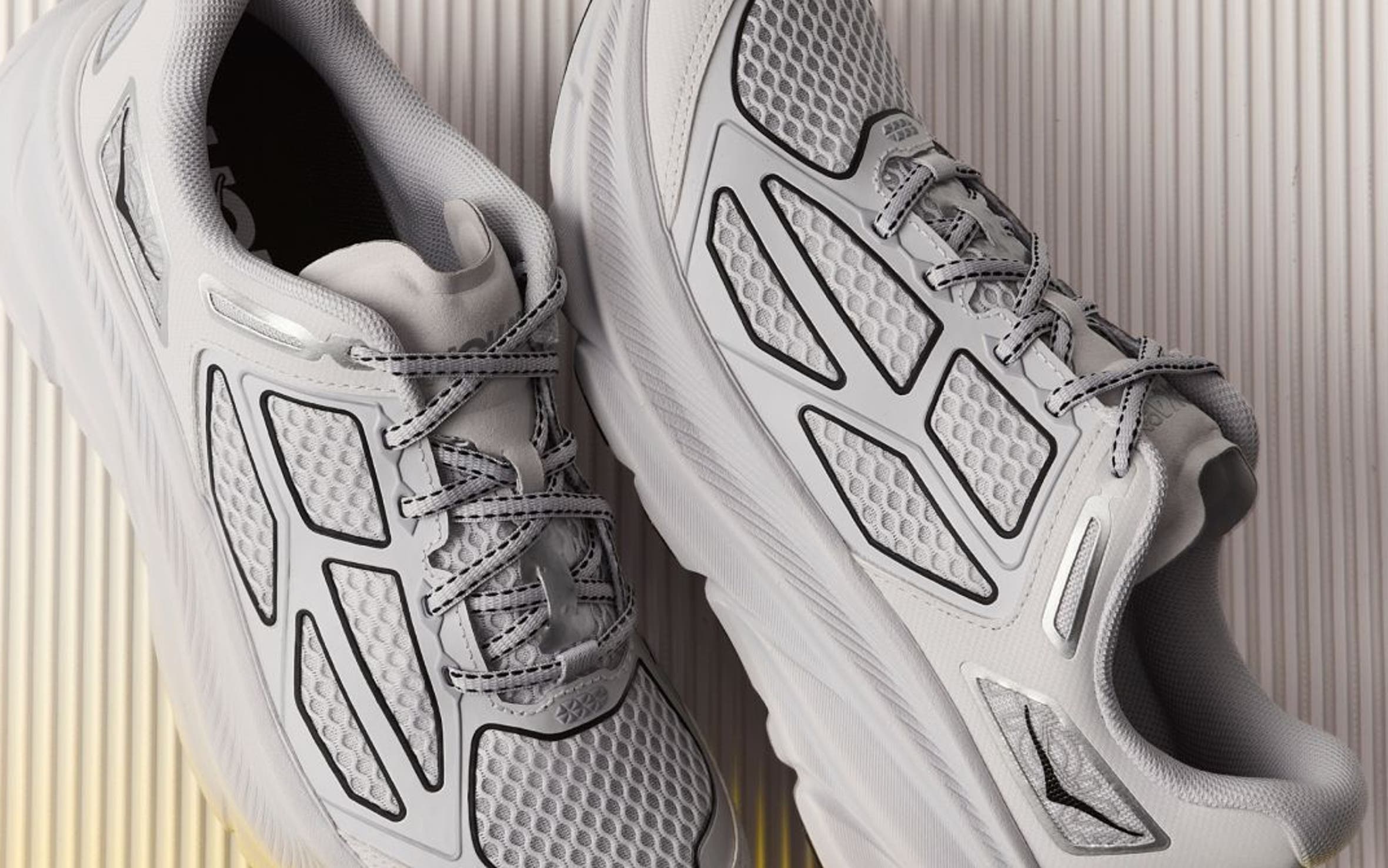 A pair of Hoka sneakers.