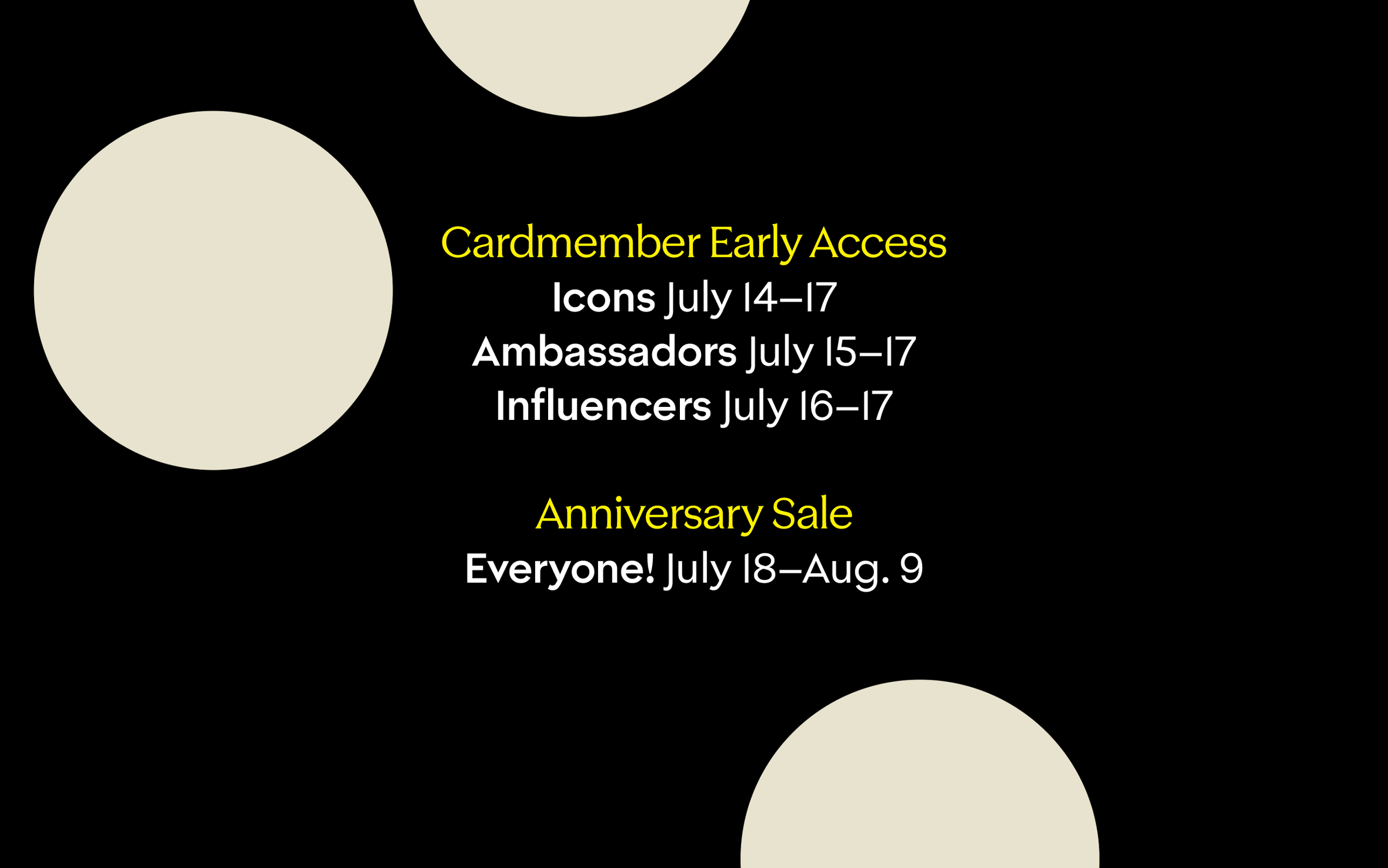 Anniversary Sale shopping dates.