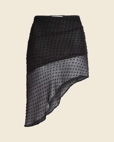 Short black polka dot mini skirt