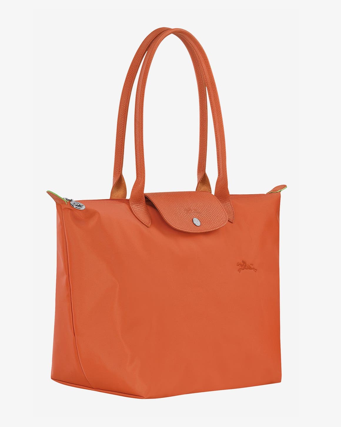 An orange tote from Longchamp.