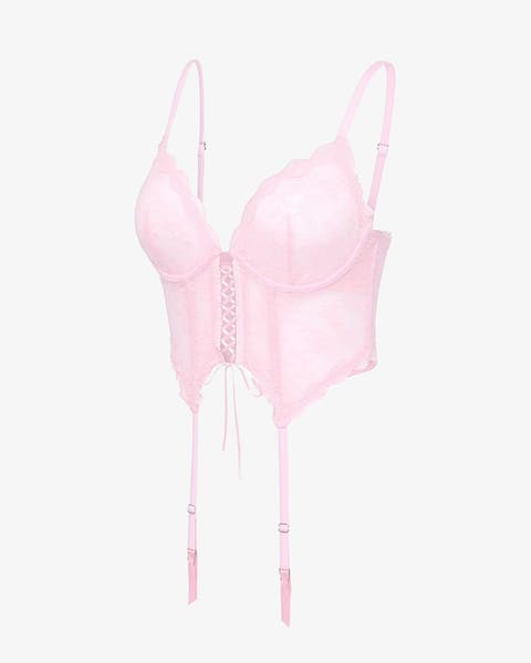 A lace bustier with lace-up details.