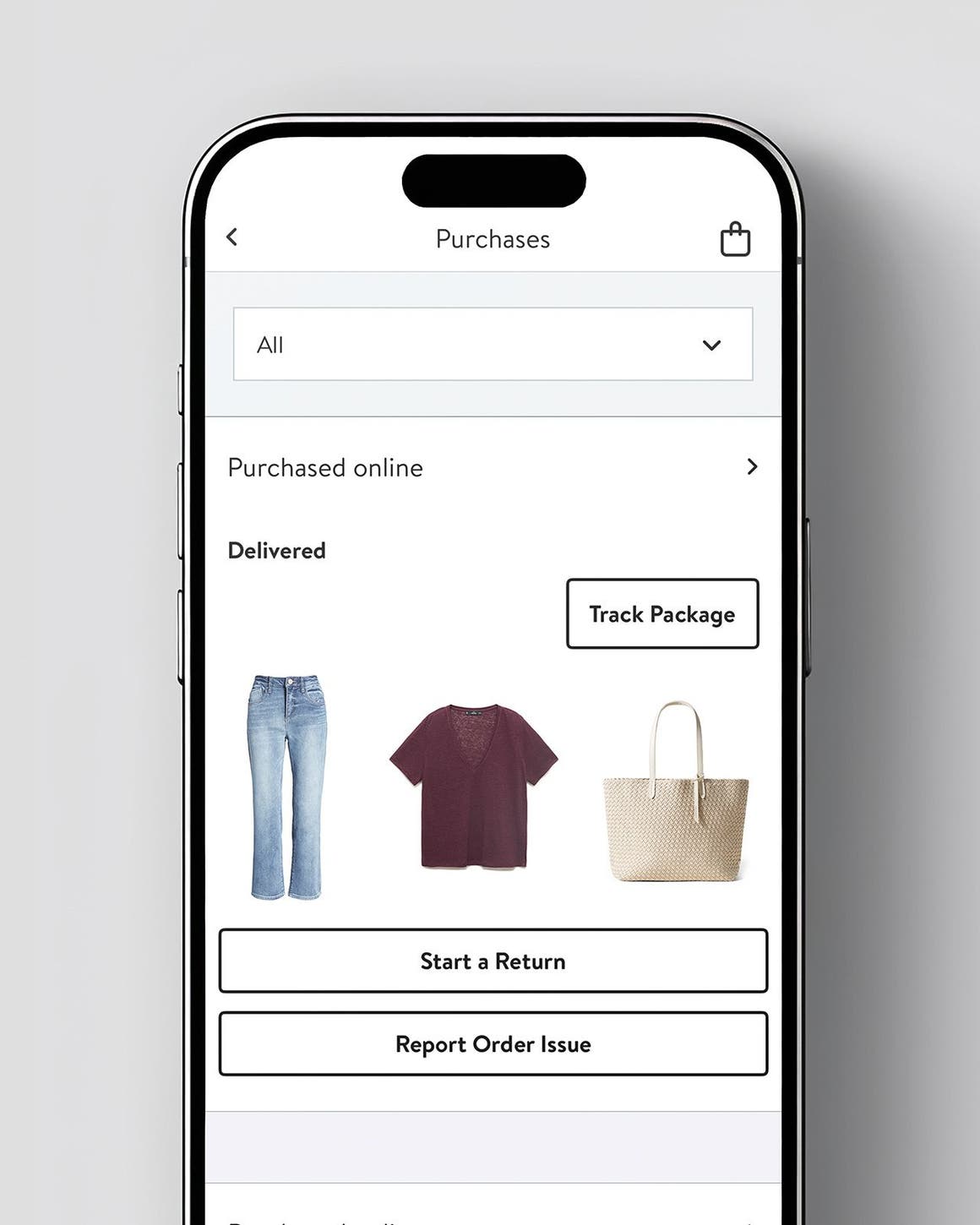 Phone showing order status on the Nordstrom app.