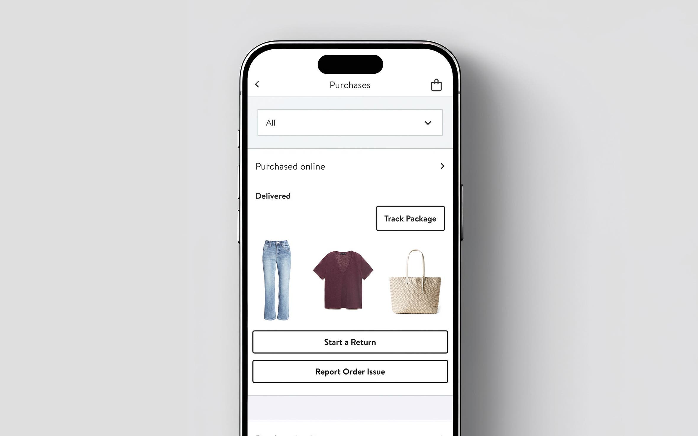 Phone showing order status on the Nordstrom app.