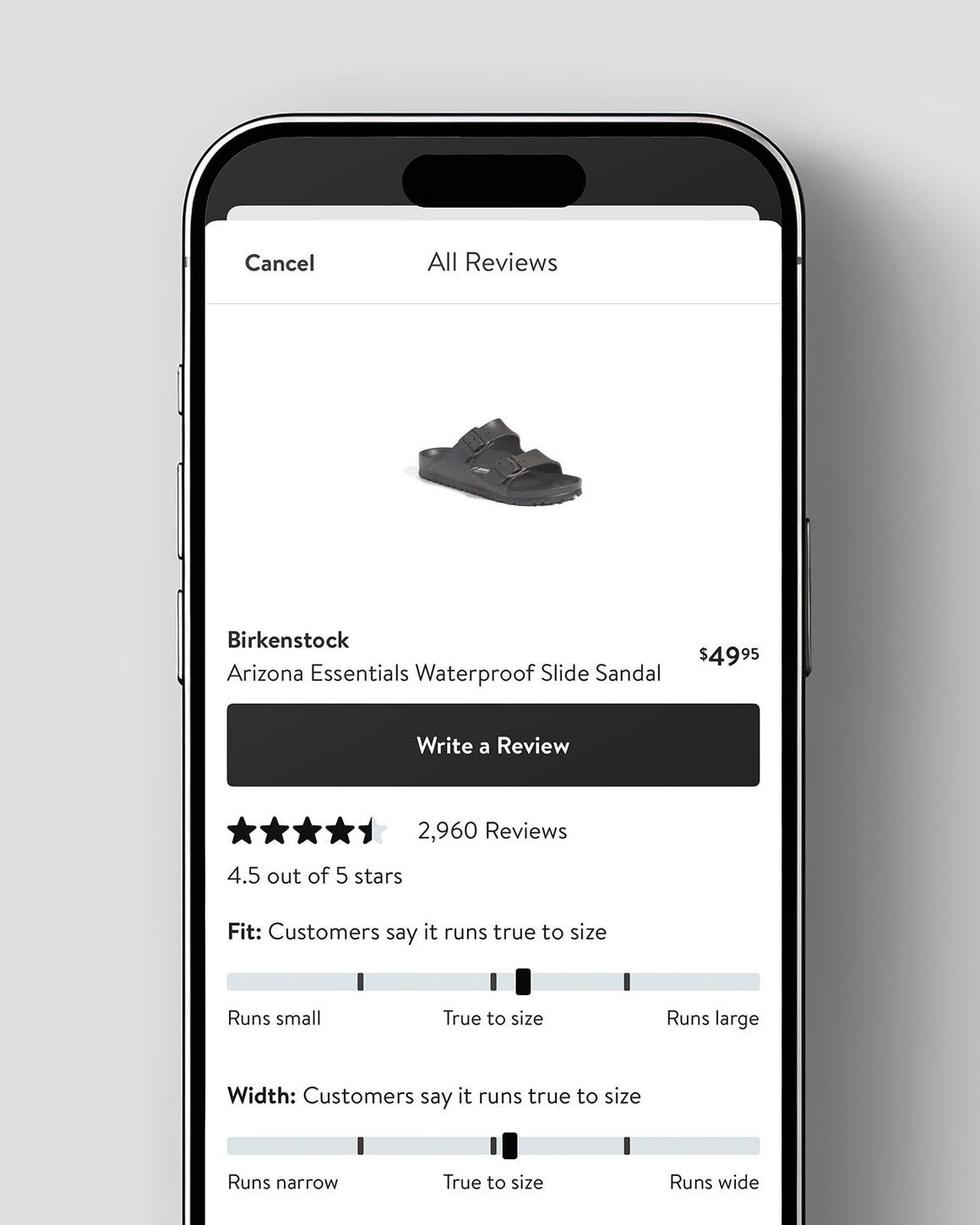 Phone showing customer reviews for a product on the Nordstrom app. 