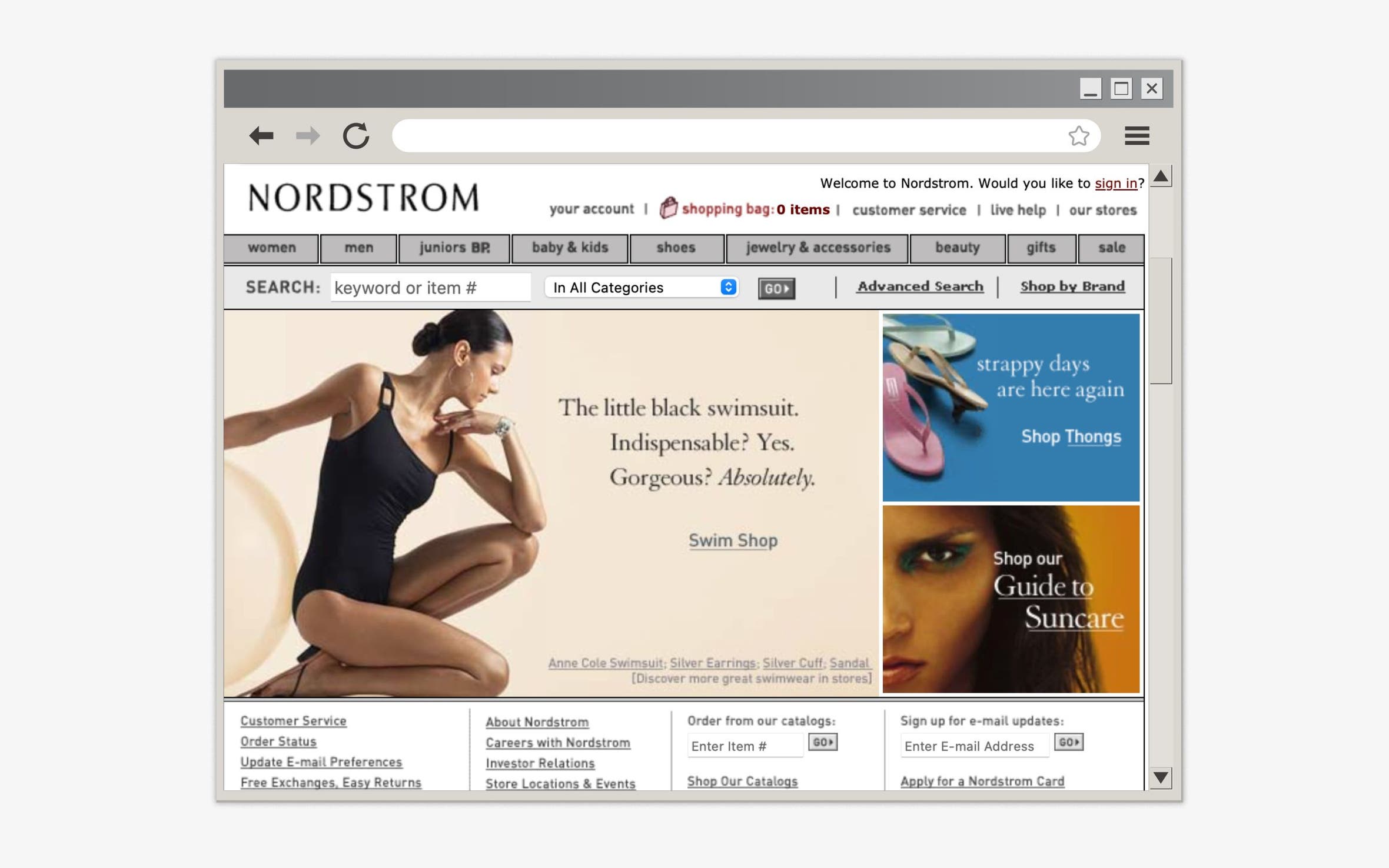 An early version of the Nordstrom website.