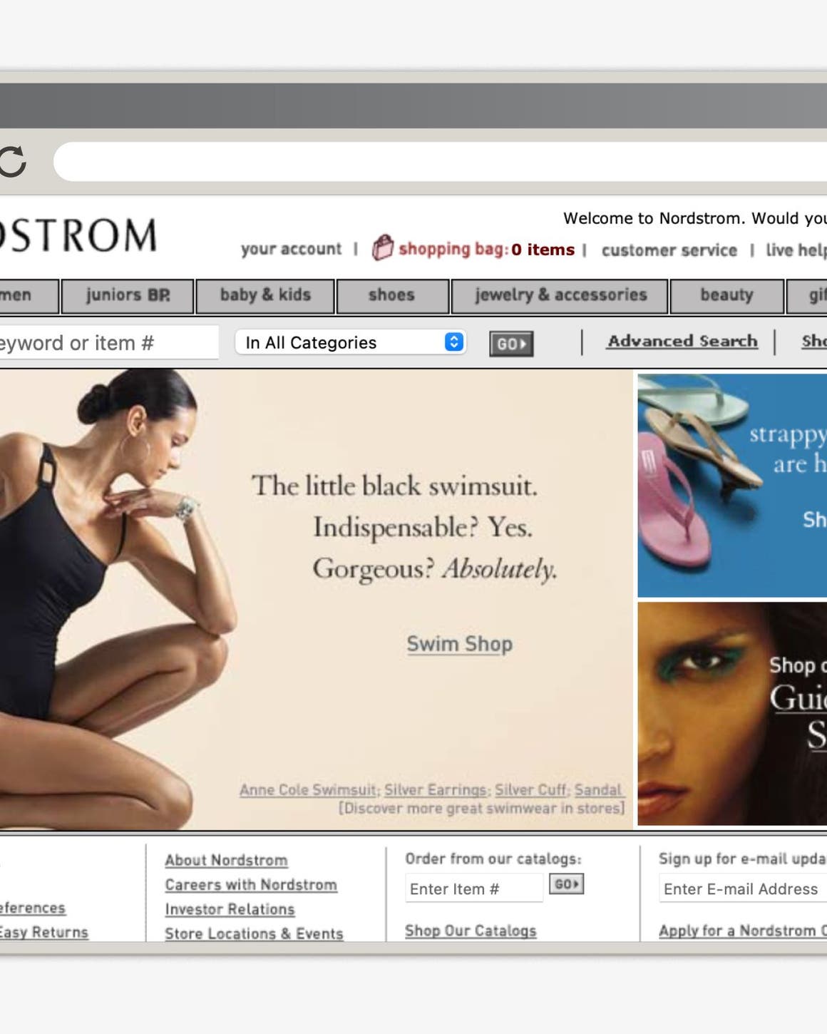 An early version of the Nordstrom website.