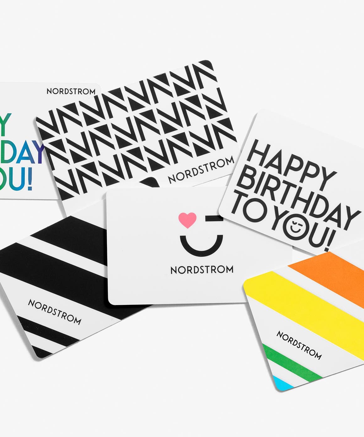 A variety of Nordstrom gift cards.